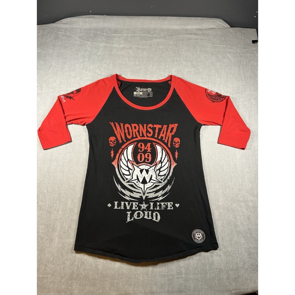 Wornstar Sirens Live Life Loud 3/4 Sleeve Raglan Graphic Tee 3XL